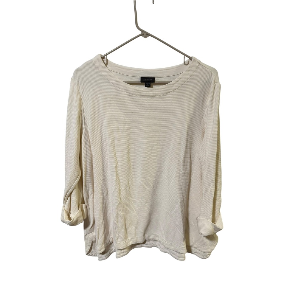 J Jill Wearever‎ Collection Women's XL Petite Cream Striped Long Sleeve Top